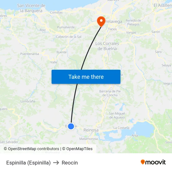 Espinilla (Espinilla) to Reocín map