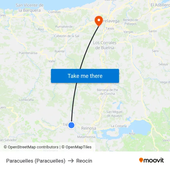 Paracuelles (Paracuelles) to Reocín map