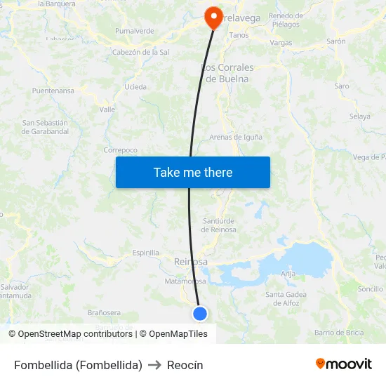 Fombellida (Fombellida) to Reocín map