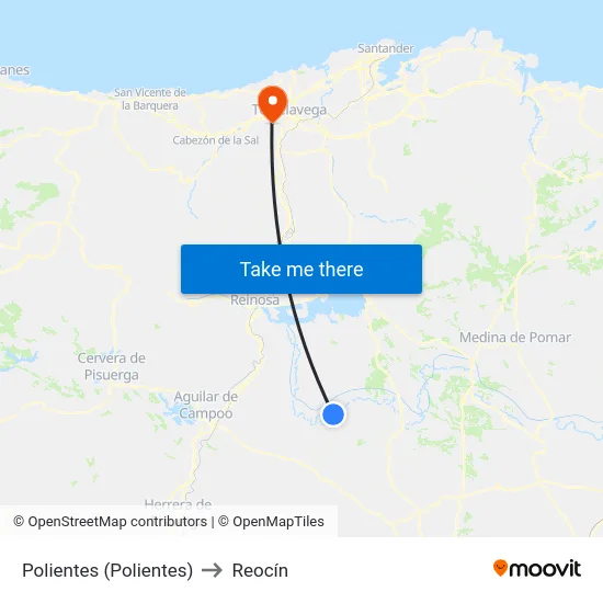 Polientes (Polientes) to Reocín map