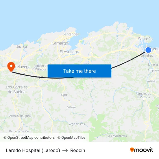 Laredo Hospital (Laredo) to Reocín map