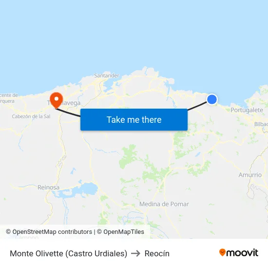 Monte Olivette (Castro Urdiales) to Reocín map