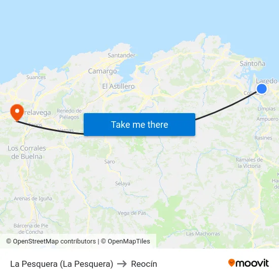 La Pesquera (La Pesquera) to Reocín map