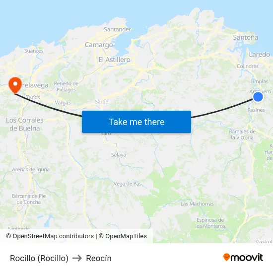 Rocillo (Rocillo) to Reocín map