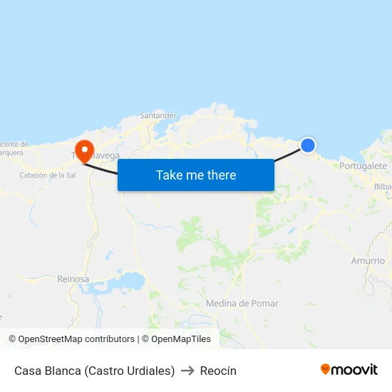 Casa Blanca (Castro Urdiales) to Reocín map