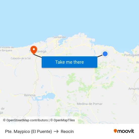 Pte. Maypico (El Puente) to Reocín map