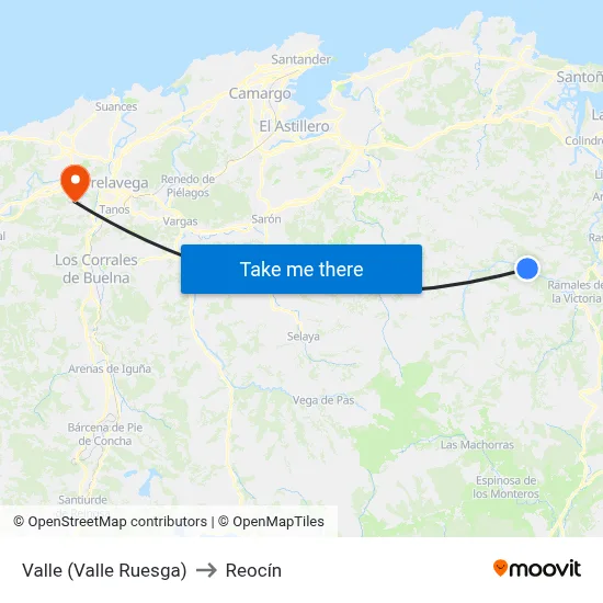 Valle (Valle Ruesga) to Reocín map