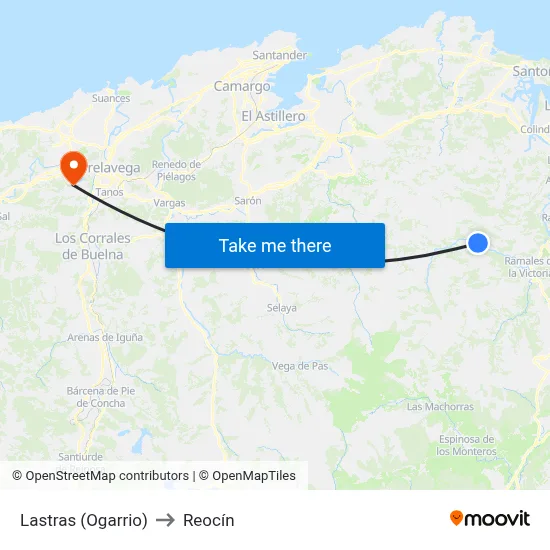 Lastras (Ogarrio) to Reocín map