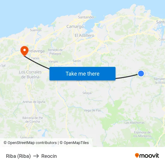 Riba (Riba) to Reocín map