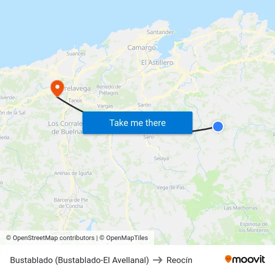 Bustablado (Bustablado-El Avellanal) to Reocín map