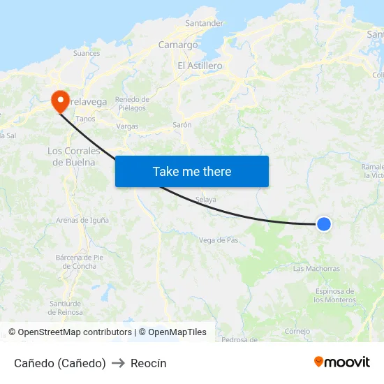 Cañedo (Cañedo) to Reocín map