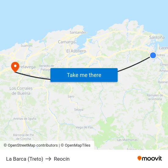 La Barca (Treto) to Reocín map