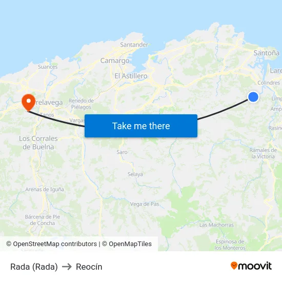 Rada (Rada) to Reocín map