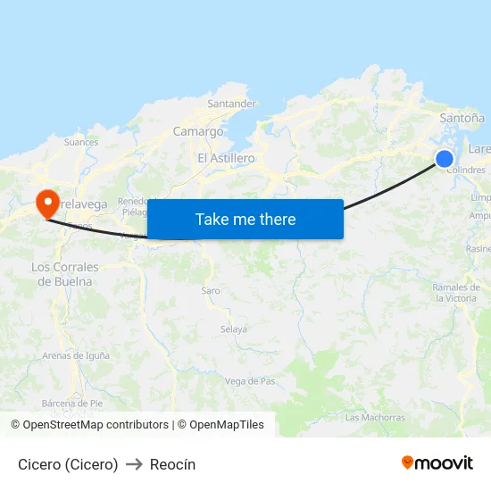 Cicero (Cicero) to Reocín map