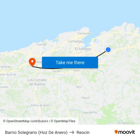Barrio Solegrario (Hoz De Anero) to Reocín map