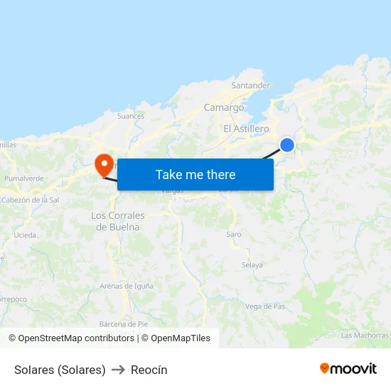 Solares (Solares) to Reocín map