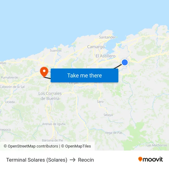 Terminal Solares (Solares) to Reocín map