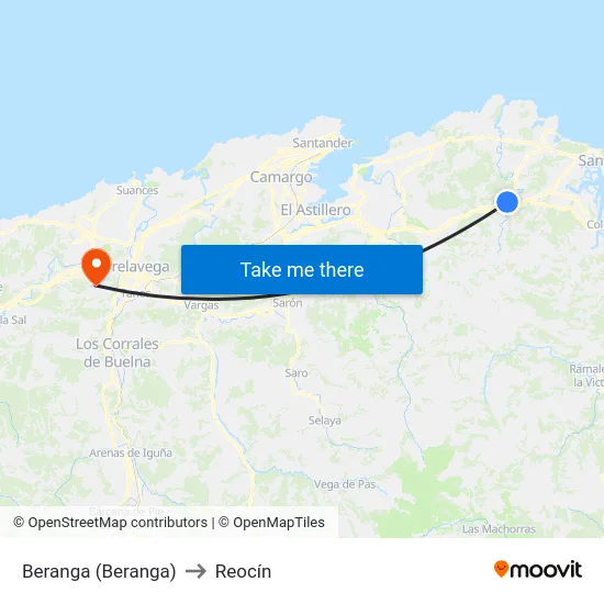 Beranga (Beranga) to Reocín map