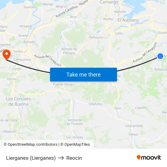 Lierganes (Lierganes) to Reocín map