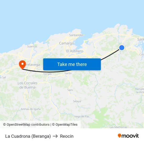 La Cuadrona (Beranga) to Reocín map