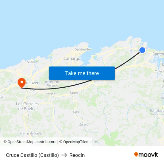 Cruce Castillo (Castillo) to Reocín map