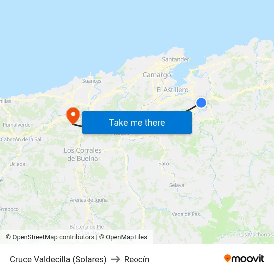 Cruce Valdecilla (Solares) to Reocín map