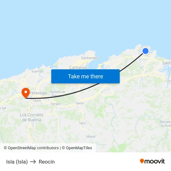Isla (Isla) to Reocín map