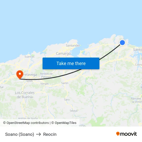 Soano (Soano) to Reocín map
