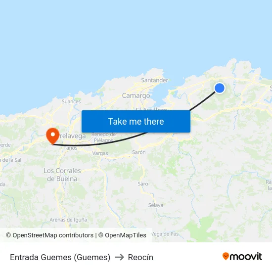 Entrada Guemes (Guemes) to Reocín map