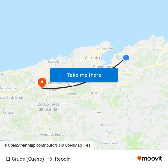 El Cruce (Suesa) to Reocín map