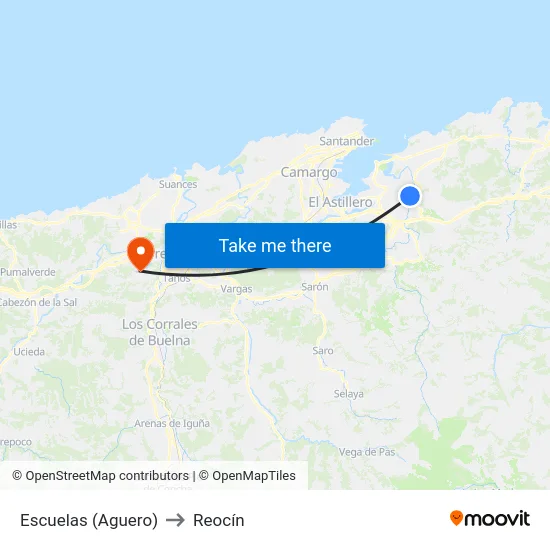 Escuelas (Aguero) to Reocín map