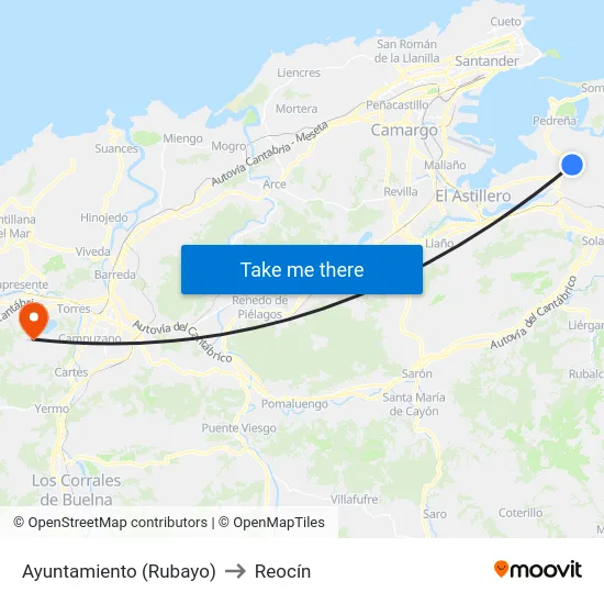 Ayuntamiento (Rubayo) to Reocín map