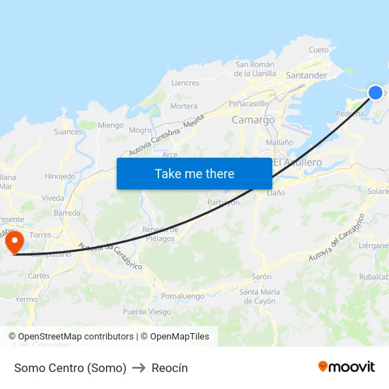Somo Centro (Somo) to Reocín map
