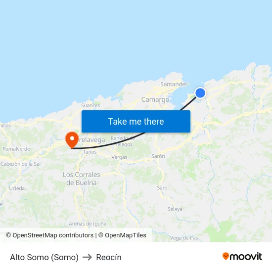 Alto Somo (Somo) to Reocín map