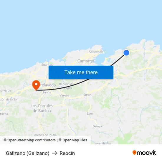 Galizano (Galizano) to Reocín map