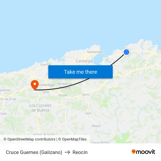 Cruce Guemes (Galizano) to Reocín map
