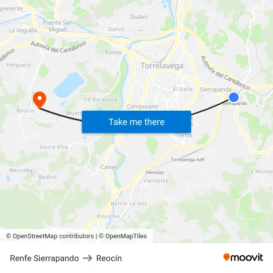 Renfe Sierrapando to Reocín map