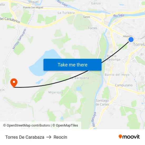 Torres De Carabaza to Reocín map