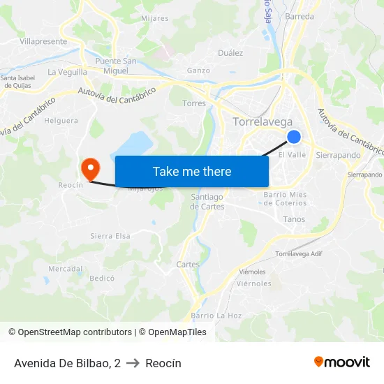 Avenida De Bilbao, 2 to Reocín map