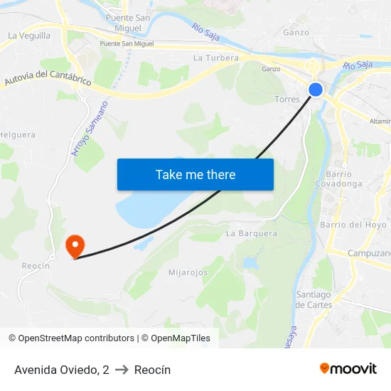 Avenida Oviedo, 2 to Reocín map