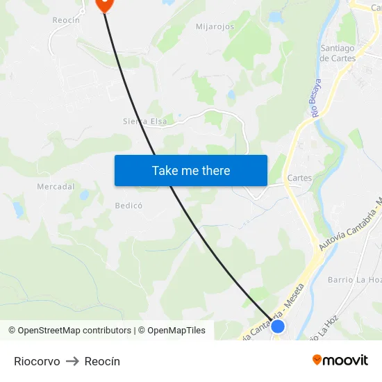 Riocorvo to Reocín map