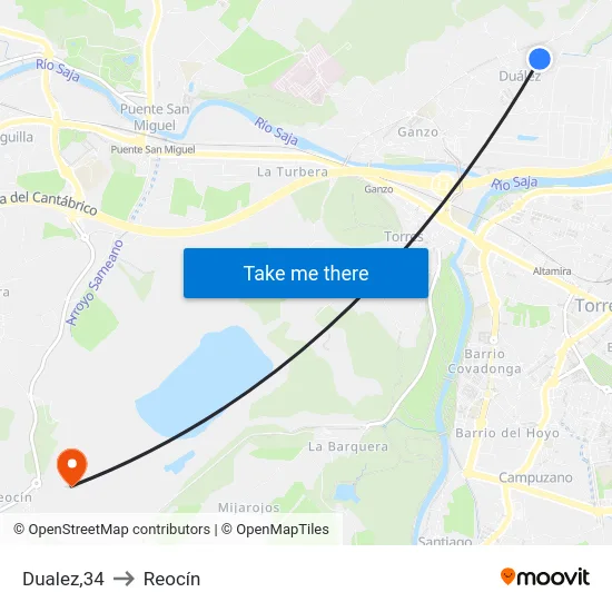 Dualez,34 to Reocín map