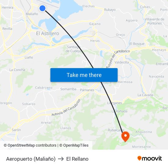 Aeropuerto (Maliaño) to El Rellano map