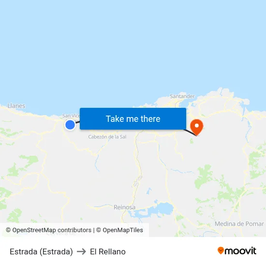 Estrada (Estrada) to El Rellano map