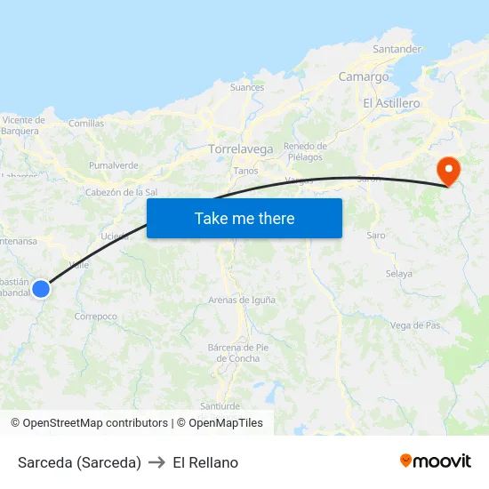 Sarceda (Sarceda) to El Rellano map
