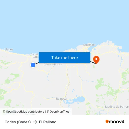Cades (Cades) to El Rellano map