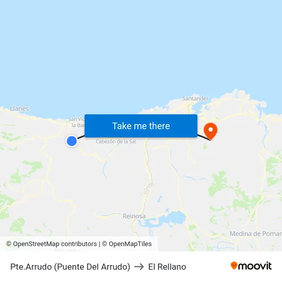 Pte.Arrudo (Puente Del Arrudo) to El Rellano map