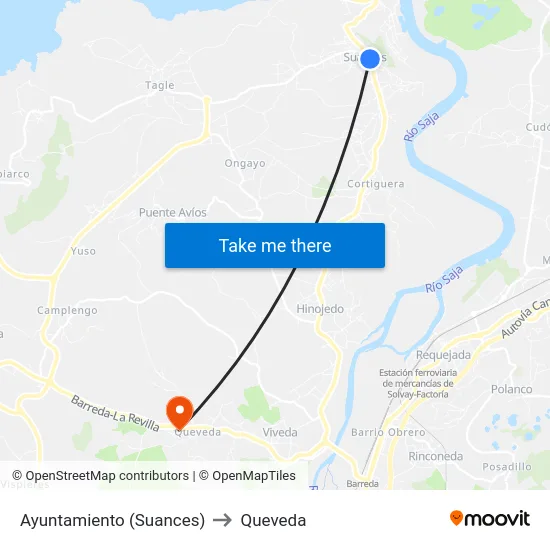 Ayuntamiento (Suances) to Queveda map