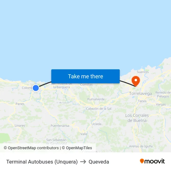 Terminal Autobuses (Unquera) to Queveda map