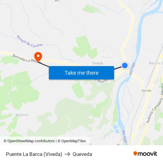 Puente La Barca (Viveda) to Queveda map